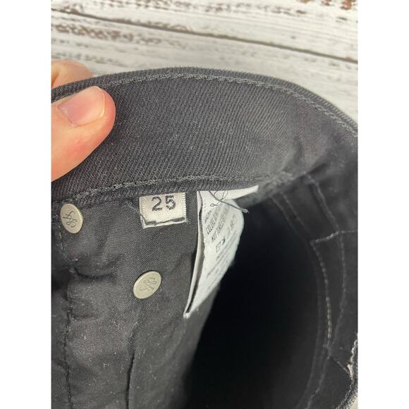 Lovers + Friends Denim Nathan High Rise Long Cut Off Shorts Black 25 Modest 8” - Picture 7 of 10